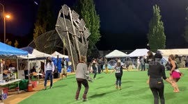 CHAZ citizens celebrate after Black Lives Matter art sculpture is in place. Capitol Hill Autonomous Zone in Seattle