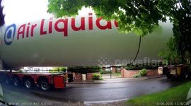 Giant oxygen tank transported through residential area in UK