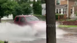 Torrential rain leads to severe flooding on streets and rivers of Sioux Falls, South Dakota