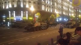 Military tanks take part in rehearsal for 2020 Moscow Victory Day parade