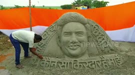 Sand artist pays homage to late Bollywood actor Sushant Singh Rajput in northern India