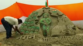 Amid uproars of 'Boycott China' erupting across nation, sand artist pays homage to martyred soldiers in northern India's Bihar