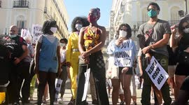 Concentración del movimiento 'Black lives matter' con una protesta en Sol