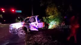 Car runs into Pond in New Haven, Connecticut