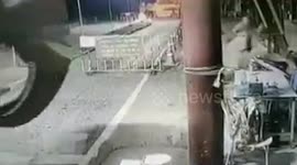 Park rangers sent running for cover when wild elephant marches through checkpoint