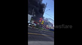Hamilton firefighters battle large commercial fire near Tim Hortons Field in Canada