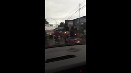A number of cows on public roads make traffic jam