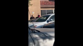 Terrifying scenes as man is shot and another stabbed in neck outside California supermarket