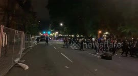 Portland Police dispersing protesters that are throwing things