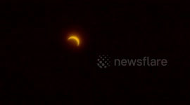 Rare solar eclipse filmed in skies above Okinawa in Japan
