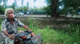 Plastic scavengers make face masks from scrap and rubbish in Indonesia