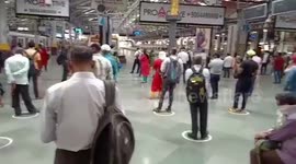 Markings maintain social distancing at railway platforms in Mumbai, India