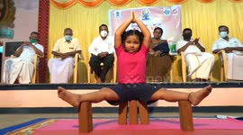Six year old girl performed more than 40 steps of yoga on bricks in Southern India.