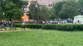 Police van bringing shields for police to use to stop protesters in Lafayette Square