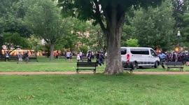 Police clearing Lafayette Park of protesters in front of White House