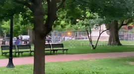 Police marching into Lafayette Park to stop DC protesters taking down statue