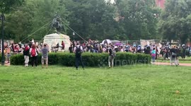 Protesters in DC’s Lafayette Square attempting to tear down Andrew Jackson statue
