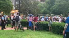 Protesters chanting at Andrew Jackson statue as more police begin to arrive