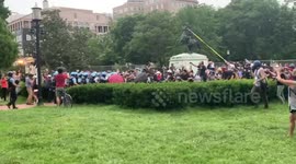 Protesters try to “hold line” at Lafayette Square during attempts to tear down statue
