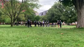 Police, medics, protesters at Lafayette Park
