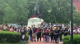 Protest line around Andrew Jackson statue