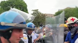 Protesters Clash With Police In Front of Andrew Jackson Statue