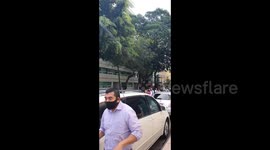 Crowd seen running as powerful quake felt in Mexico City