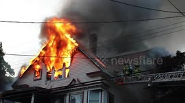 Heavy fire from top floor of Connecticut home