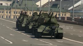 Tanks on parade for Victory Day rehearsal in Moscow