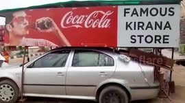 Indian shopkeeper transforms his car into makeshift portable retail store