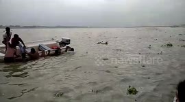 Police officials rescue four men from drowning in river in northern India