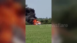 Lucky escape for pair after helicopter crash lands in field next to a pub