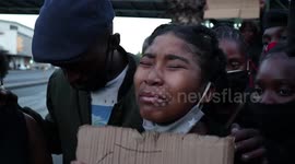 South African police disperse students protesting against gender-based violence outside Parliament
