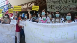 Concentración en la Asamblea de Madrid, ante la privatización de servicios de limpieza de centros sanitarios de la comunidad de Madrid