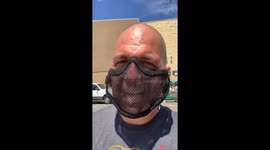 Man wears mesh face mask to prove mandatory masks in Florida are not about protection but compliance