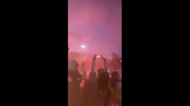 'Championes, Championes, Ole! Ole! Ole!' Liverpool fans sing and light flares after title win