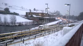 Heavy snow at Littleborough train station