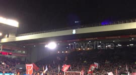 Snow falling over Anfield ahead of Liverpool's Capital One Cup semi-final against Chelsea