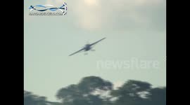 Amazing aerobatic landing dodging trees