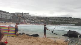Surfing on Porthmeor Beach, St Ives