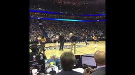 Will Ferrell Hits Cheerleader in Face with Basketball at Pelicans Game for Movie