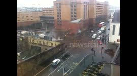 Snow shower in Glasgow city centre