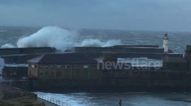 Huge waves batter Cumbria coast