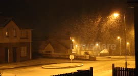 Blowing Snow At Night Near Houses - N. Ireland - Jan 28th 2015