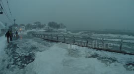 Waves Crashing On Front Street Marblehead Massachusetts Blizzard 2015