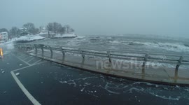 Waves Crashing Massachusetts North of Boston Blizzard 2015