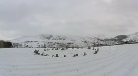 Drone footage of snowy Castlerigg stone circle