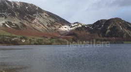 Snowy views of the Cumbrian Fells at Ennerdale Water