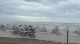 Huge crash at motorcycle race on French beach