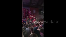 Liverpool fans celebrating title win